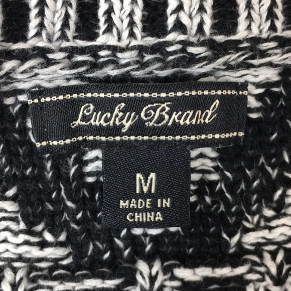 Lucky Brand Black White Jacquard Knit Sweater - Picture 9 of 12